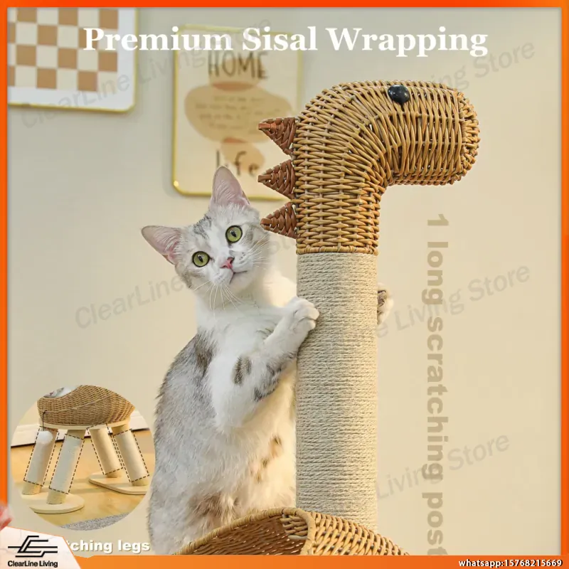 Cat Scratching Post - Dinosaur Cat Tree Tower with Sisal
