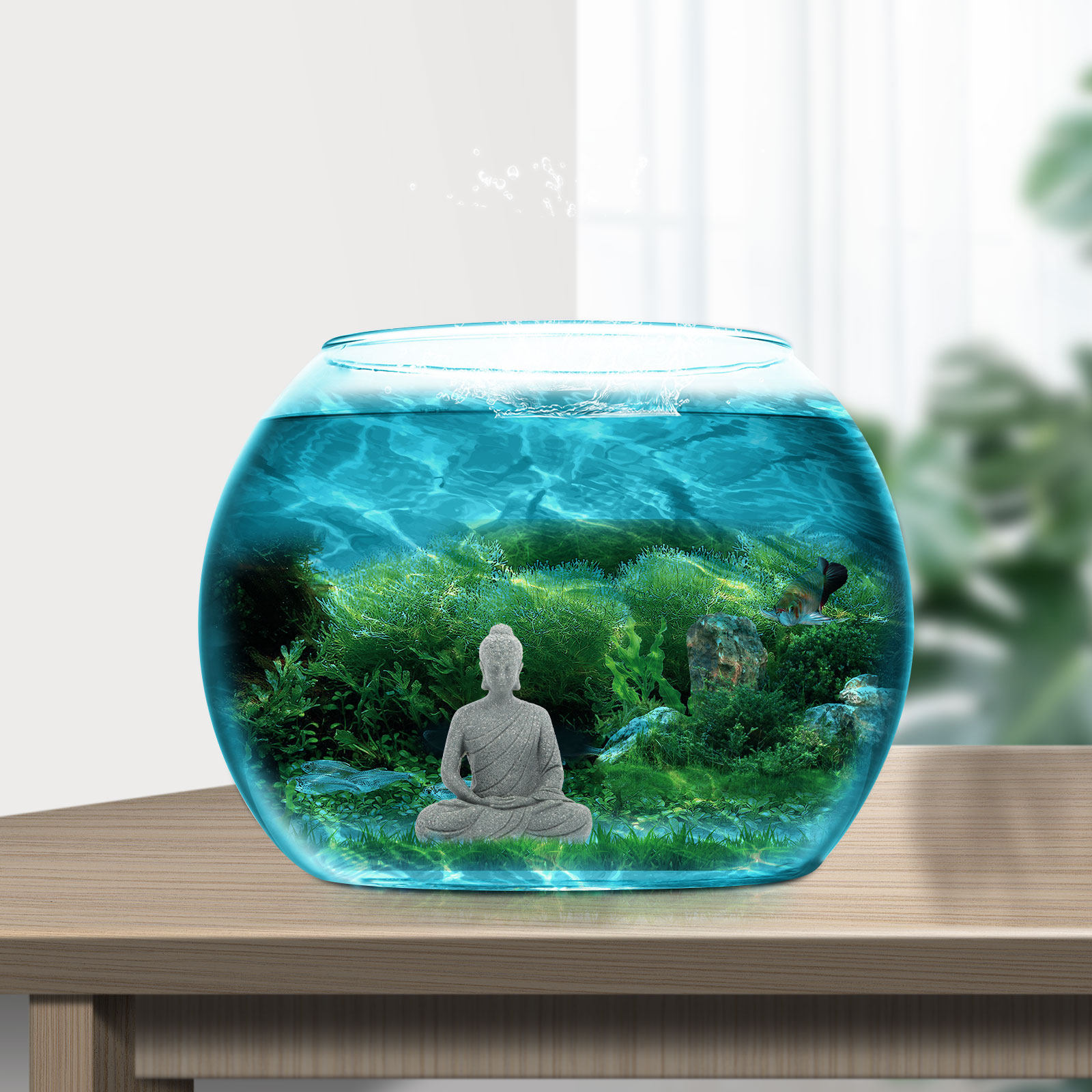 Mini Buddha Statue Resin Aquar - đánh giá và giá Aquarium Fish Tank