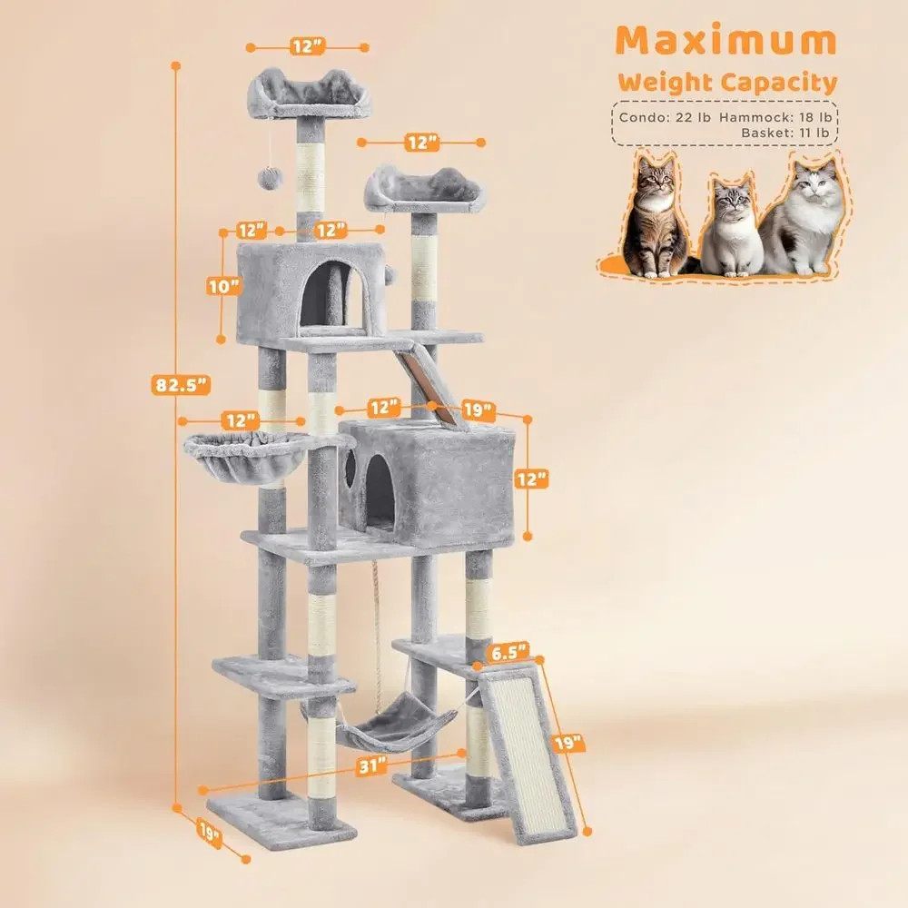 82.5 Large Cat Tower with Hamm - đánh giá và giá Cat Scratching Post