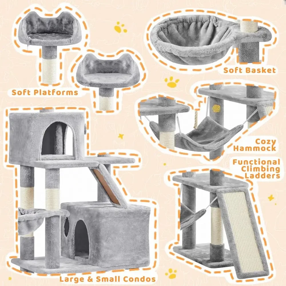 82.5 Large Cat Tower with Hamm - đánh giá và giá Cat Scratching Post