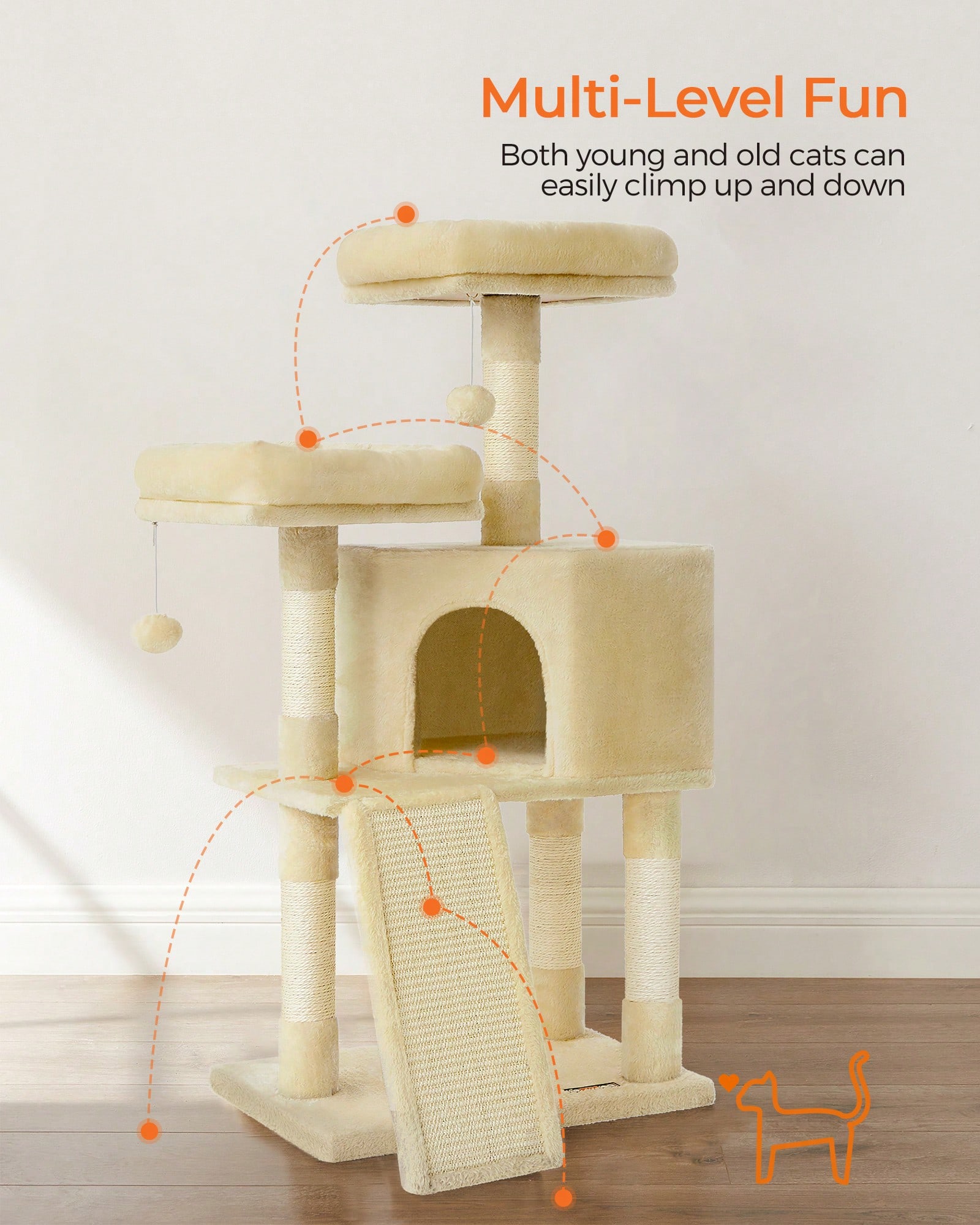45.3IN Multi-Level Cat Tower f - đánh giá và giá Cat Scratching Post