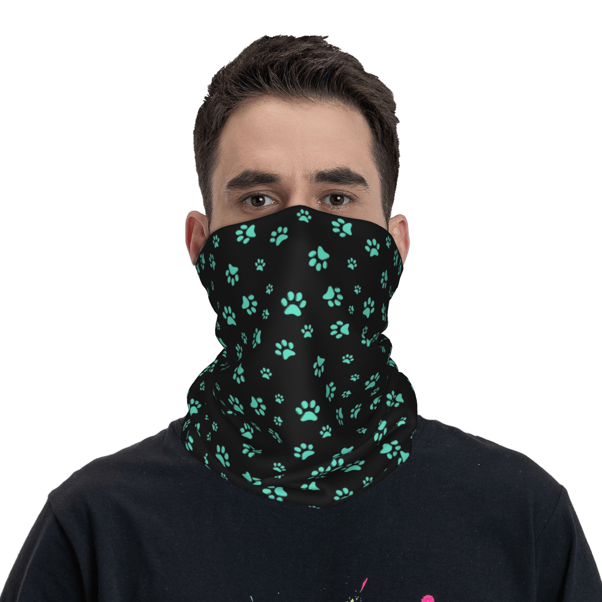 Custom Aqua Dog Paw Print Patt - đánh giá và giá Dog Bandana Scarf